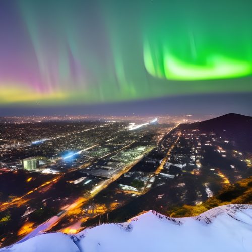 Aurora Borealis over a city